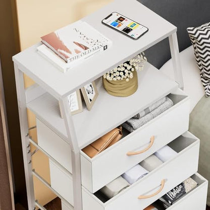 Tall Nightstand with 4 Fabric Drawers, Small Dresser for Bedroom, view 6