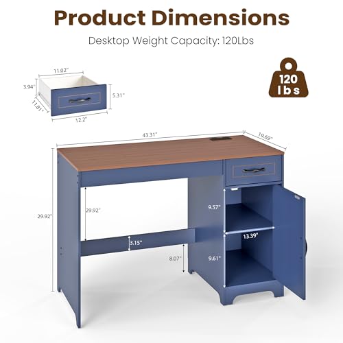 43" Farmhouse Desk with Power Outlet, view 3