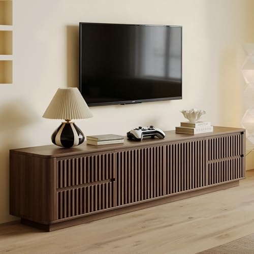 86.61" Mid Century Modern TV Stand for TVs up to 85"(Walnut), view 2
