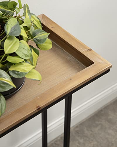 Lockridge Metal Console Table with Removable Tray Top, 28 x 31 x 13, Natural Wood and Black, Farmhouse Narrow Entryway Table with Inset Wooden Tray Top