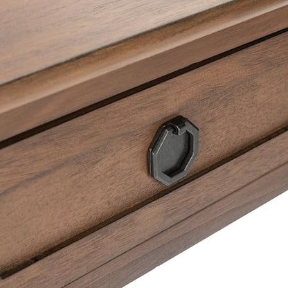 SAFAVIEH Home Collection – Allura Brown Accent Table with Drawer & Shelf, Modern Farmhouse Nightstand, Carved Detail Design (ACC5718C)