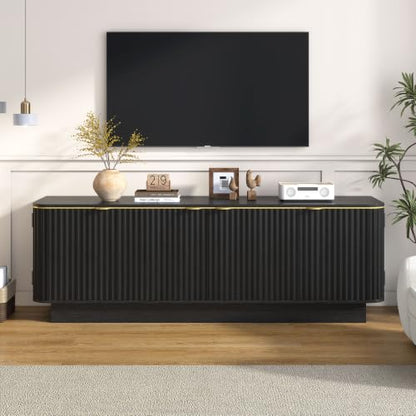 59.1" Fluted TV Stand with Storage Cabinets, view 2
