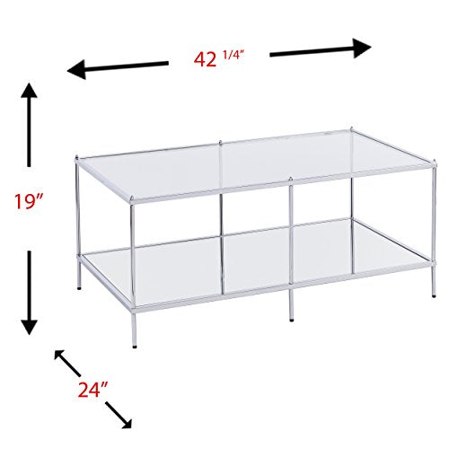 Knox Glam Mirrored Cocktail Table - Chrome - Transitional Design - Ideal for Living Room, Family Room (CK5000)