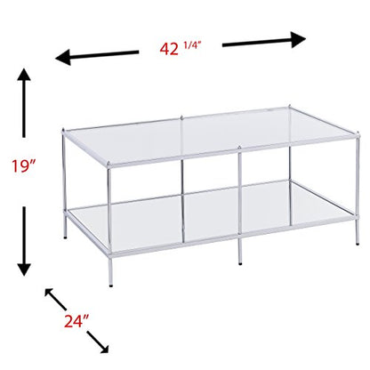 Knox Glam Mirrored Cocktail Table - Chrome - Transitional Design - Ideal for Living Room, Family Room (CK5000)