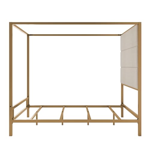 LUMISOL Queen Size Canopy Bed with Tall Headboard, view 6