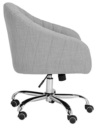 Home Themis Grey Linen and Chrome Leg Swivel Office Chair
