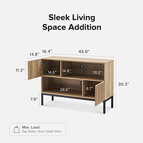 Norwin Entryway Table, Sturdy Modern Rustic Industrial Farmhouse Sofa Table, Display Storage Shelf, Accent Cabinet, Oak Wood TV Stand, Entertainment Center, Media Console, Living Room (Single)