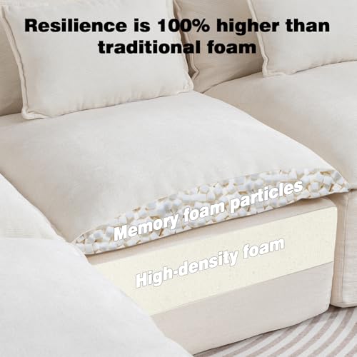Boneless Couch Sectional Sofas Cloud Couches for Living Room | Loveseat L U Shaped Modern Modular Cloud Sofa with Pillows and Ottoman for Bedroom