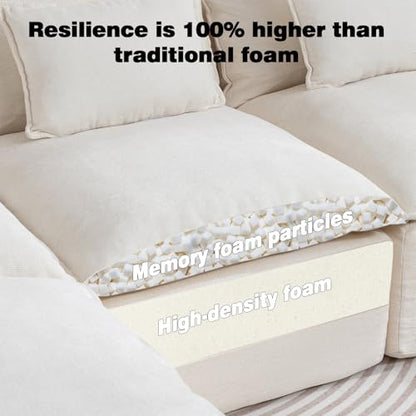 Boneless Couch Sectional Sofas Cloud Couches for Living Room | Loveseat L U Shaped Modern Modular Cloud Sofa with Pillows and Ottoman for Bedroom