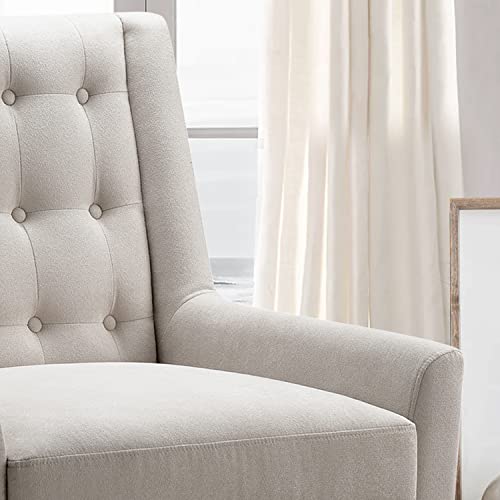 Accent Chair - Button Tufted Armchair for Living Room, Bedroom, Reading - Mid-Century Modern Lounge Chair Set - Natural