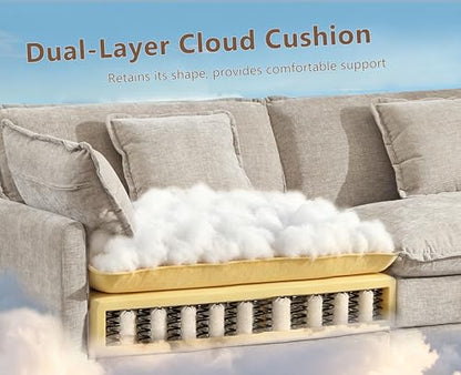 Oversized Modular Sectional Sofa, 7 Seater Deep Seat Cloud Couch Sectional | Chenille Corner Couch | 7 Pillows, 2 Ottomans | Sectional Couches for Spacious Living Room, Large Families| Light Camel