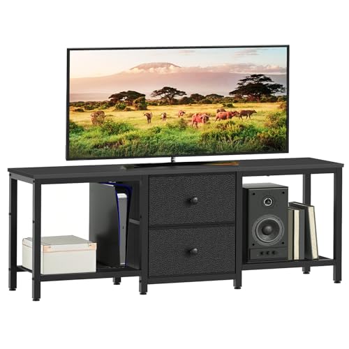 TV Stand for TVs up to 55", Entertainment Center with 2 Fabric Drawer, view 2