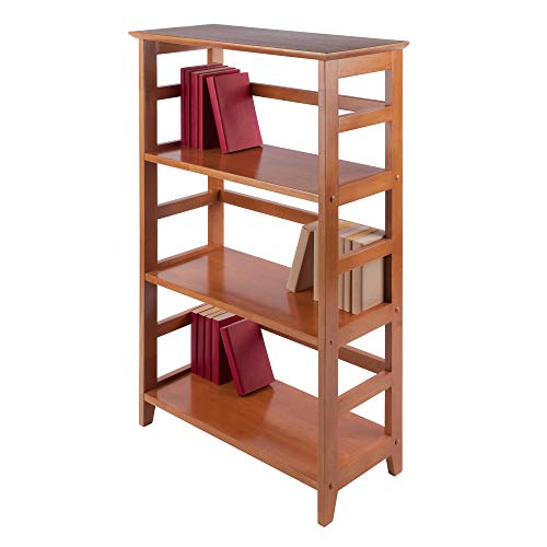 Studio 3-Tier Bookshelf, 42" in Honey Pine, Classic Display Bookcase, Functional & Stylish Shelving Unit for Convenient Home Storage in Living Room, Bedroom, Office, Dorm