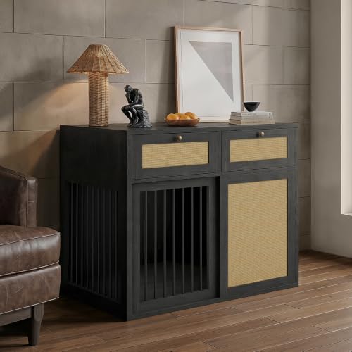 Wooden Dog Crate Furniture, Left Unit, 40 Inch, Black Oak, view 3