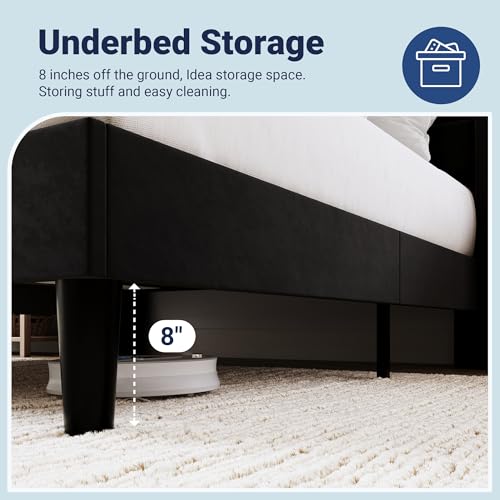 Queen Size Platform Bed Frame with Charging Station & Storage Headboard, view 7