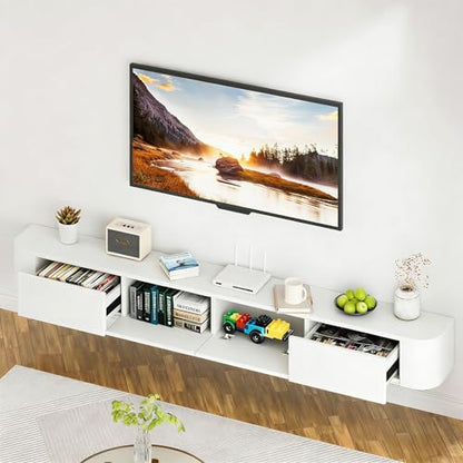 Floating TV Stand,Floating Entertainment Center (White, 78.7IN), view 6
