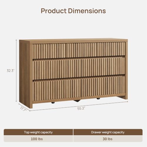 Fluted Dresser for Bedroom with 7 Drawers 55.2" Extra-Wide Dressers, view 4