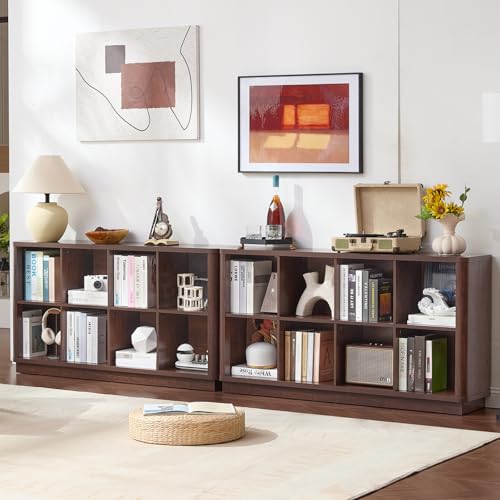 8 Cube Bookcase, 52" Long Horizontal Book Shelf w/Curved Edge, view 5