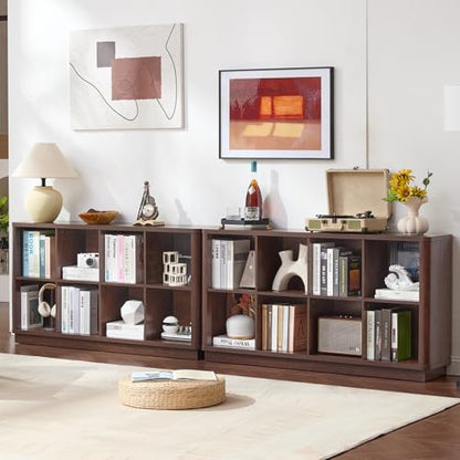 8 Cube Bookcase, 52" Long Horizontal Book Shelf w/Curved Edge, view 5