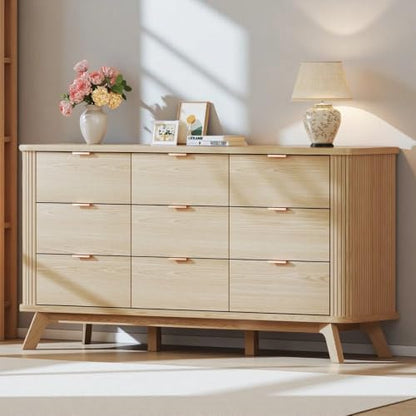 Fluted 9 Drawers Dresser, 60" Mid Century Modern & Chests of Drawers, view 2