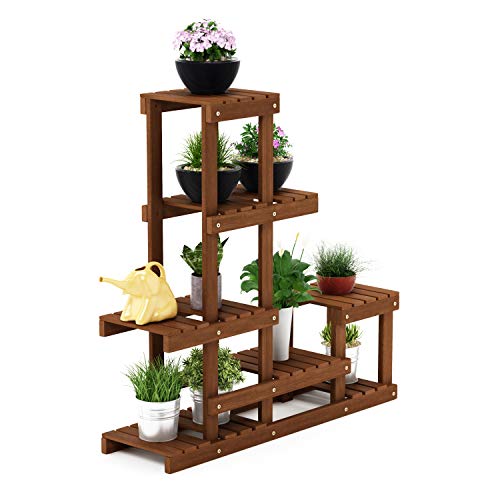 Natural teak oil hardwood outdoor flower stand, view 2