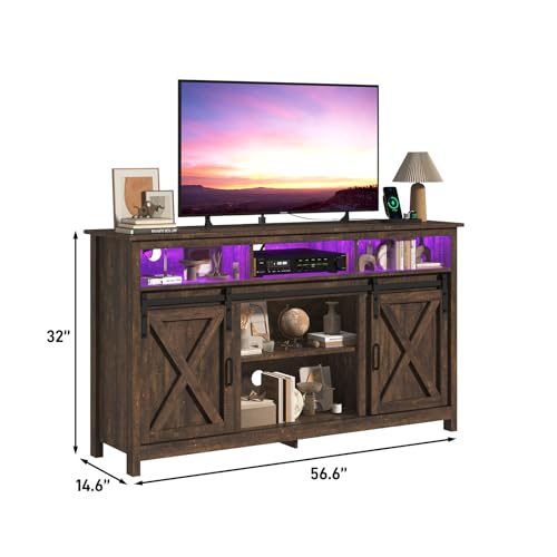 Farmhouse TV Stand for 65 Inch TV with Power Outlet, view 3