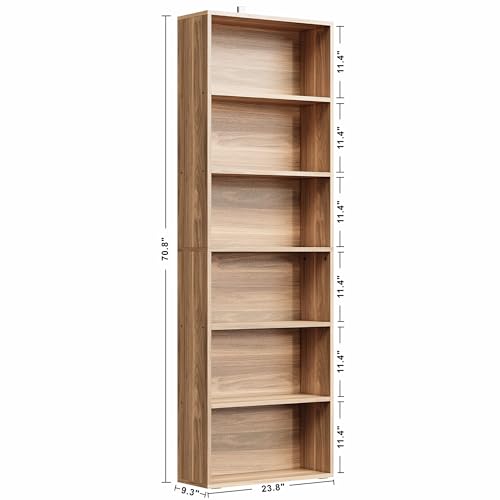 Bookshelves and Bookcases Floor Standing 6 Tiers Display Storage Shelves 70 in Tall Bookcase Home Decor Furniture for Home Office, Living Room, Bed Room