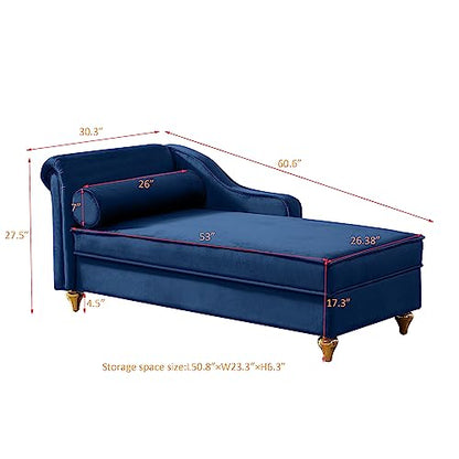 GDFStudio Upholstered Chaise Lounge Chair Indoor with Storage, view 3