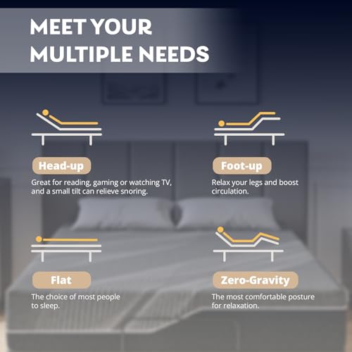 Split King Adjustable Bed Frame + 14 Inch Gel Memory Foam Mattress, view 6