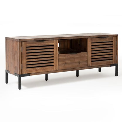 Millie Solid Wood TV Stand for TVs up to 65 Inches, Modern Farmhouse TV Stand with Rustic Charm, TV Stands for Living Room, Chestnut