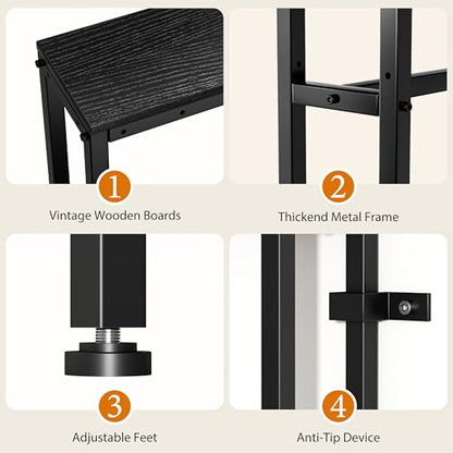 L Shaped 78" Narrow Console Sofa Table with Built-in Power Strip (2 AC Outlets & 2 USB Ports) – 4.9ft Power Cord, Metal Frame, Easy Assembly, Ideal for Behind Couch, Hallway (Black, 78IN)