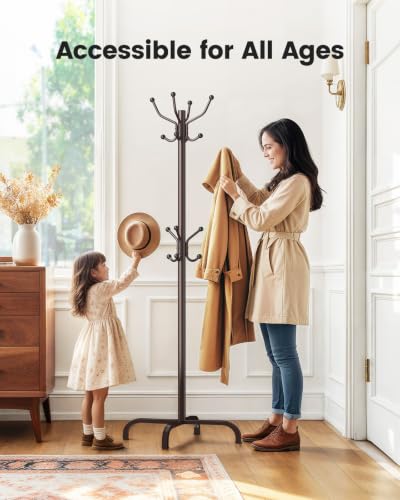Coat Rack with 14 Hooks, Freestanding Coat Rack Stand for Entryway, Hallway, view 5