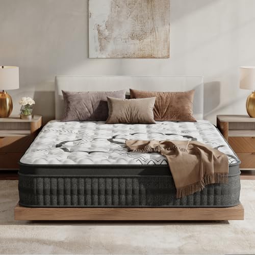 Full Size Mattress 12 Inch Full Mattress Hybrid with Memory Foam and Pocket Springs for Motion Isolation Breathable and Cooling Comfort Medium Firm Support Fiberglass Free