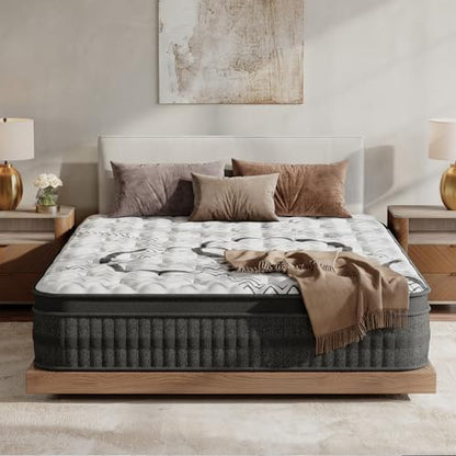 Full Size Mattress 12 Inch Full Mattress Hybrid with Memory Foam and Pocket Springs for Motion Isolation Breathable and Cooling Comfort Medium Firm Support Fiberglass Free