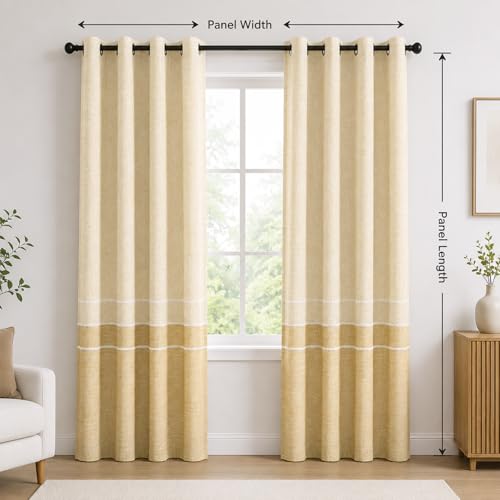Champagne Chenille Curtains for Living Room, 52 x 84, 2 Panels