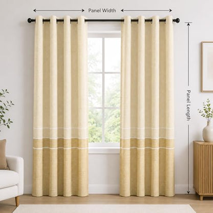 Champagne Chenille Curtains for Living Room, 52 x 84, 2 Panels