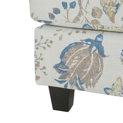 Spield Indoor Ottoman Footrest, Wooden Ottoman Foot Stool, Modern Coffee Table, Floral Print