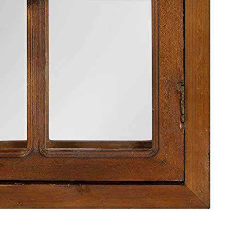 Boldmere Rustic Windowpane Arch Mirror, 28 x 44, Rustic Brown, Farmhouse Window Mirror for Wall
