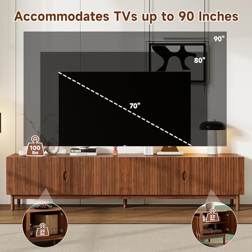 Mid-Century Fluted TV Stand for TVs Up to 90" for Living Room, view 4