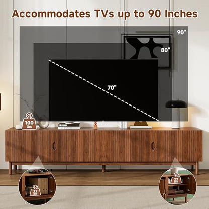Mid-Century Fluted TV Stand for TVs Up to 90" for Living Room, view 4