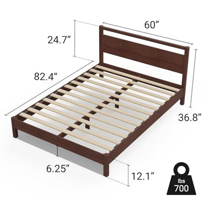 Signature Wood Platform Bed Frame with Headboard, Essential, Noise Free, view 3