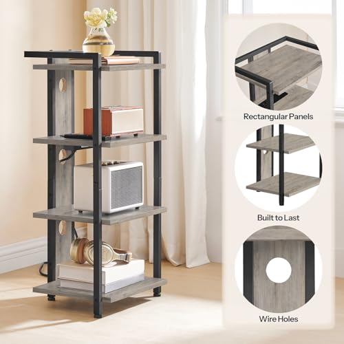 4-Tier AV Media Stand, Media Console with Charging Station&LED Light, view 8