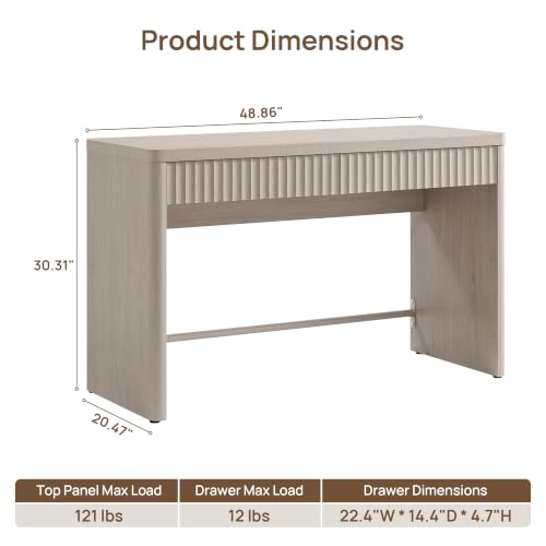 Office Computer Desk with 2 Drawers Modern Executive Writing Desk 48.8" Large, view 4