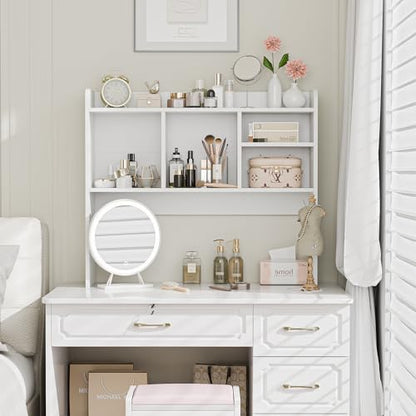 Desktop Bookshelf, Countertop Storage Hutch with 4 Shelves for Computer Desk, view 3