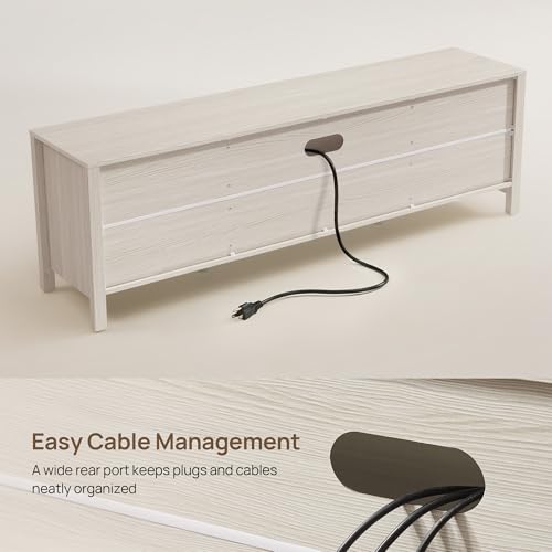 Rattan TV Stand for TVs up to 75 Inch, White Entertainment Center, view 7