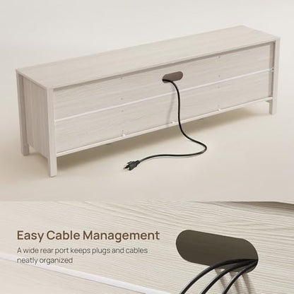 Rattan TV Stand for TVs up to 75 Inch, White Entertainment Center, view 7