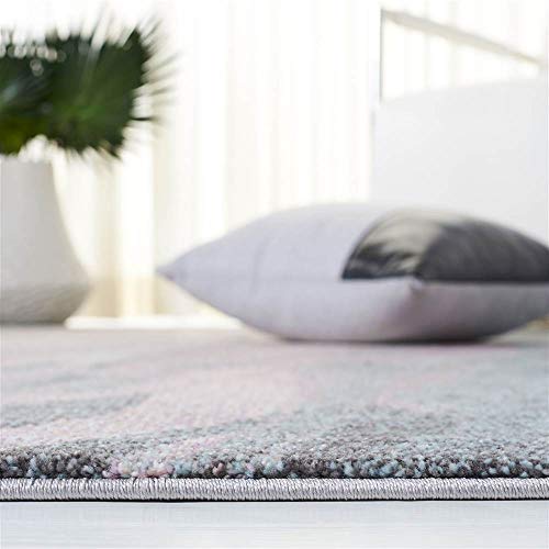 SAFAVIEH Glacier Collection Accent Rug - 2'7" x 5', Pink & Blue, Modern Abstract Design, Non-Shedding & Easy Care, Ideal for High Traffic Areas in Entryway, Living Room, Bedroom (GLA126U)