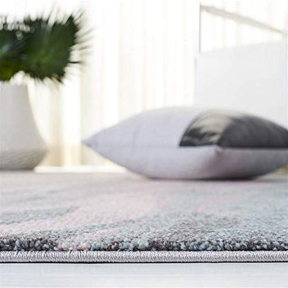 SAFAVIEH Glacier Collection Accent Rug - 2'7" x 5', Pink & Blue, Modern Abstract Design, Non-Shedding & Easy Care, Ideal for High Traffic Areas in Entryway, Living Room, Bedroom (GLA126U)