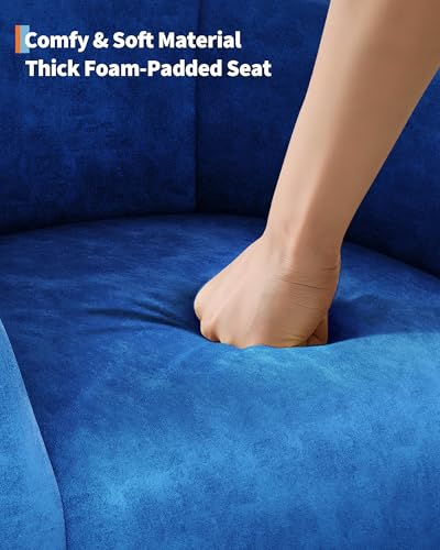 Accent Chair for Living Room Barrel Club Chair with Soft Padded Seat & Sturdy Legs for Bedroom Waiting Room Reception Chairs - Blue