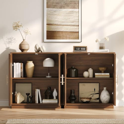 34" Tall Fluted Arched Buffet Cabinet with Storage and Shelf, view 5